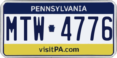 PA license plate MTW4776