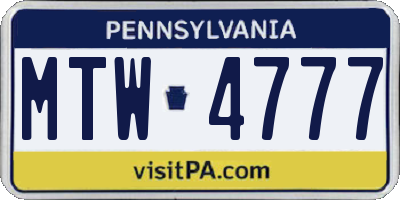 PA license plate MTW4777