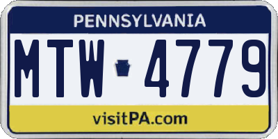 PA license plate MTW4779