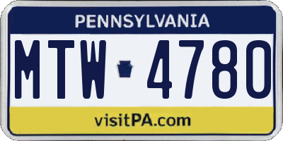 PA license plate MTW4780