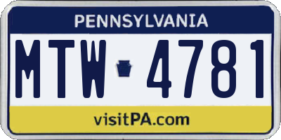 PA license plate MTW4781