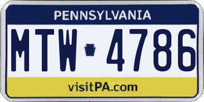 PA license plate MTW4786