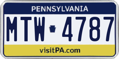 PA license plate MTW4787