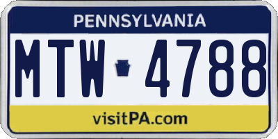 PA license plate MTW4788