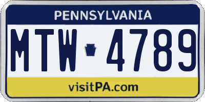 PA license plate MTW4789