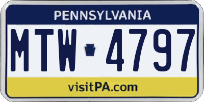PA license plate MTW4797