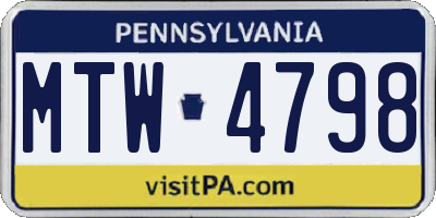 PA license plate MTW4798