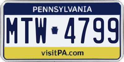 PA license plate MTW4799