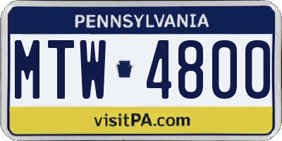 PA license plate MTW4800