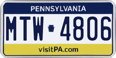 PA license plate MTW4806