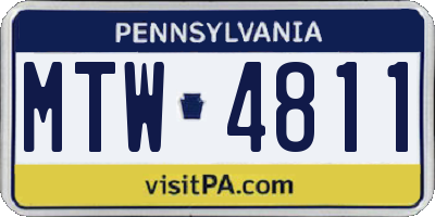 PA license plate MTW4811