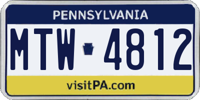 PA license plate MTW4812