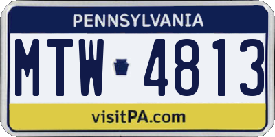 PA license plate MTW4813