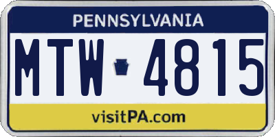 PA license plate MTW4815
