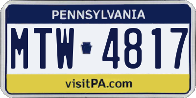 PA license plate MTW4817