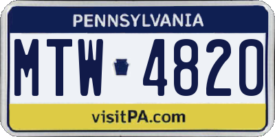PA license plate MTW4820