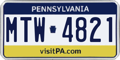 PA license plate MTW4821