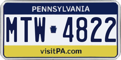 PA license plate MTW4822