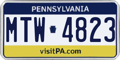 PA license plate MTW4823