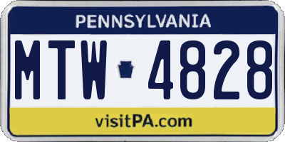 PA license plate MTW4828