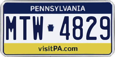 PA license plate MTW4829