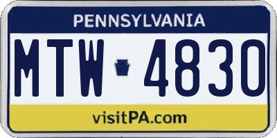 PA license plate MTW4830