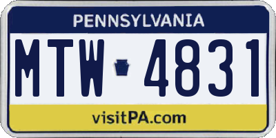 PA license plate MTW4831