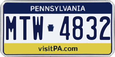 PA license plate MTW4832
