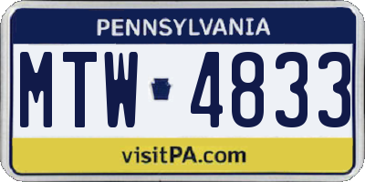 PA license plate MTW4833