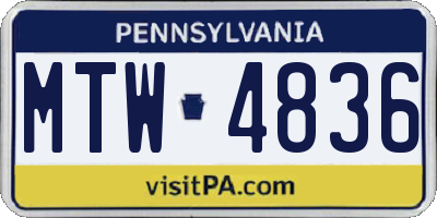 PA license plate MTW4836