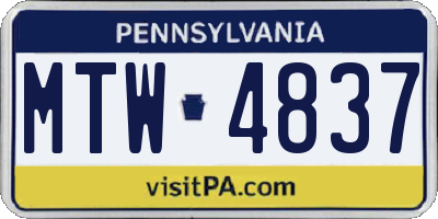 PA license plate MTW4837