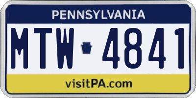 PA license plate MTW4841