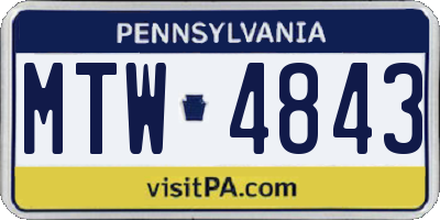 PA license plate MTW4843