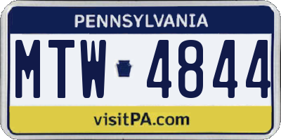 PA license plate MTW4844