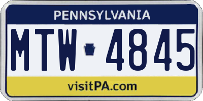 PA license plate MTW4845