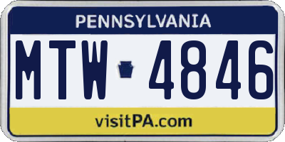 PA license plate MTW4846