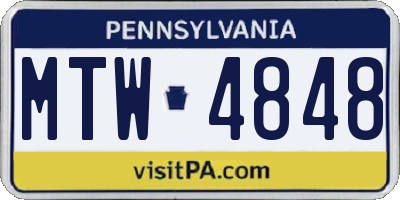PA license plate MTW4848