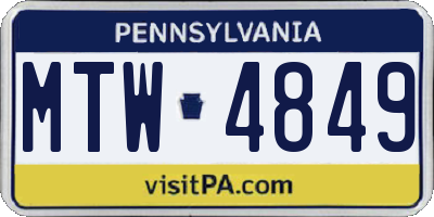 PA license plate MTW4849