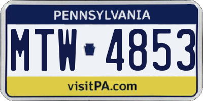 PA license plate MTW4853