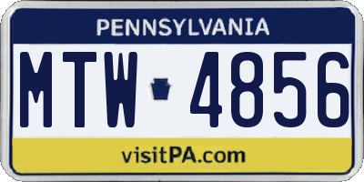 PA license plate MTW4856