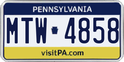 PA license plate MTW4858