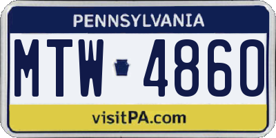 PA license plate MTW4860