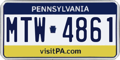 PA license plate MTW4861