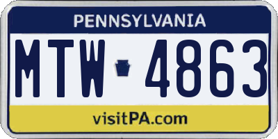 PA license plate MTW4863