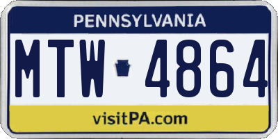 PA license plate MTW4864