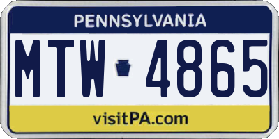 PA license plate MTW4865