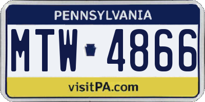 PA license plate MTW4866