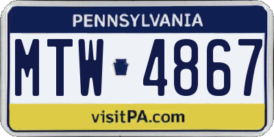 PA license plate MTW4867