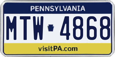 PA license plate MTW4868