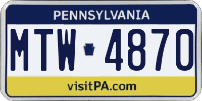 PA license plate MTW4870